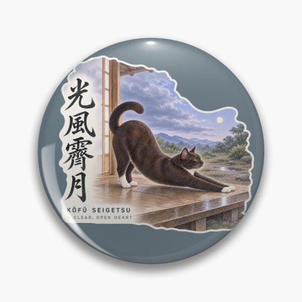 Item preview, Kofu Seigetsu 光風霽月 Japanese Cat Sticker – A Heart Clear After Rain designed and sold by KOTOWA.
