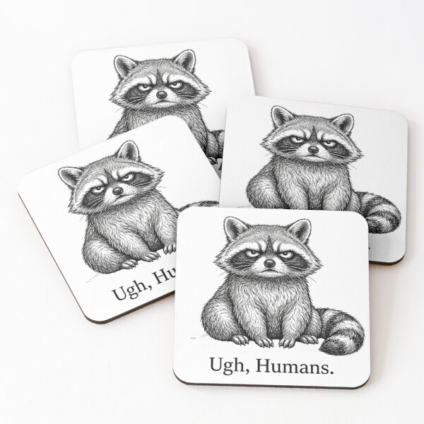 Item preview, Grumpy Raccoon Ugh Humans - Sarcastic Trash Panda designed and sold by JossDesign15.