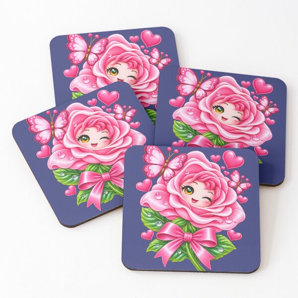 Item preview, Cute Pink Rose Girl – Kawaii Floral Fantasy designed and sold by NEFERSIGN.