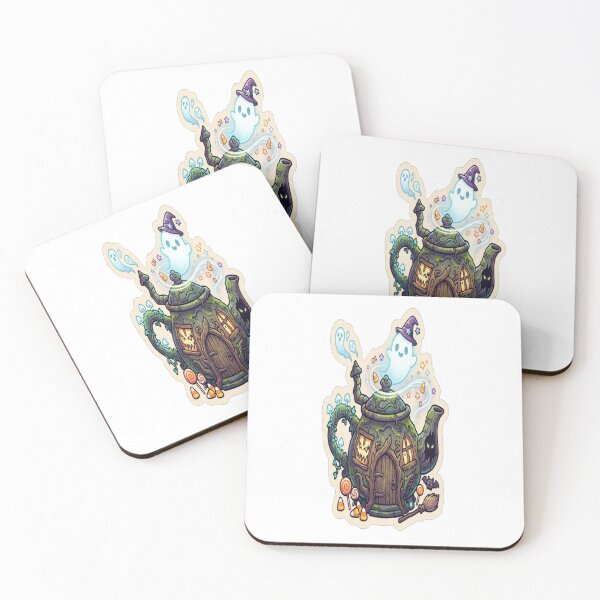 Item preview, Magical Teapot Haunted House Cute Ghost Halloween Die-Cut Sticker Design designed and sold by Yaqon.