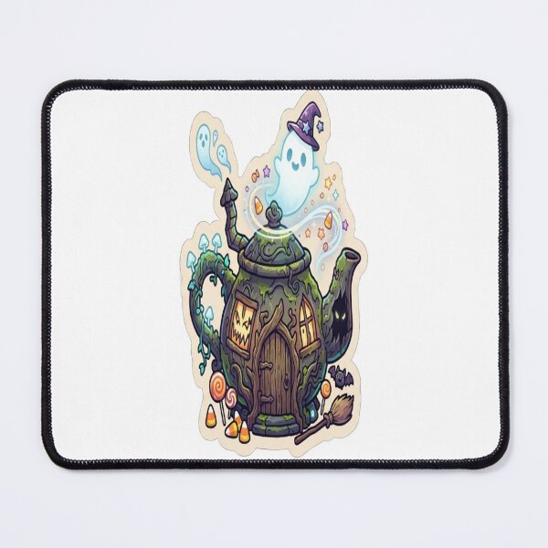 Item preview, Magical Teapot Haunted House Cute Ghost Halloween Die-Cut Sticker Design designed and sold by Yaqon.