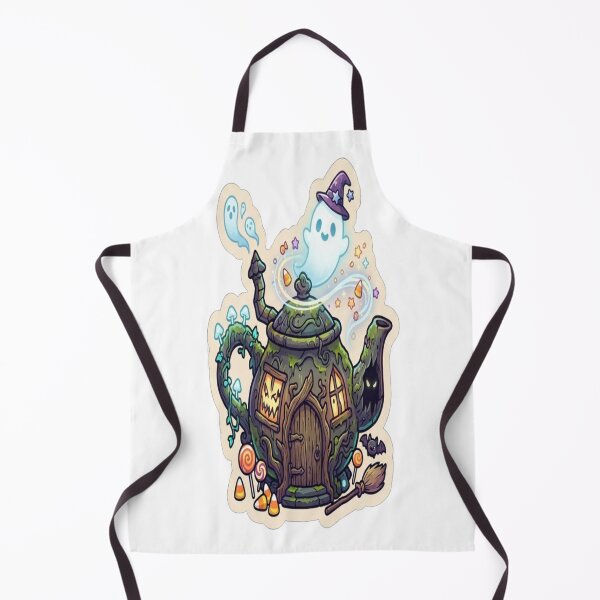 Item preview, Magical Teapot Haunted House Cute Ghost Halloween Die-Cut Sticker Design designed and sold by Yaqon.