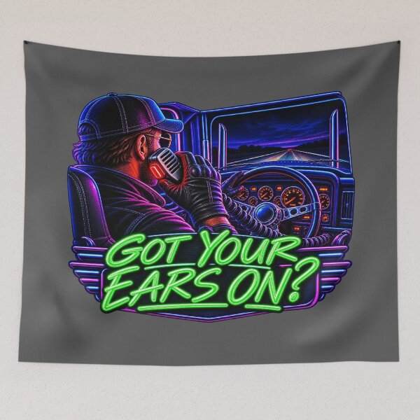 Item preview, Got Your Ears On Neon Trucker - CB Radio Semi Cab View Art designed and sold by NomadForge.