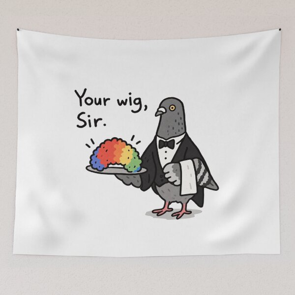 Item preview, Your Wig Sir Funny Pigeon Rainbow designed and sold by MonkiFlipp.