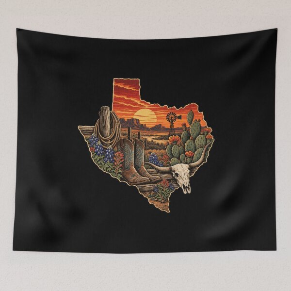 Item preview, Vintage Texas Desert Sunset Western Art designed and sold by JKDJ.
