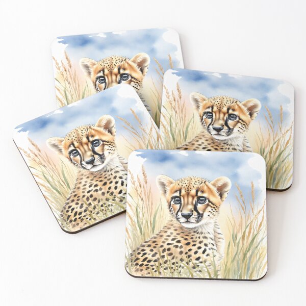 Item preview, Cute Watercolor Cheetah Cub in Meadow Grass designed and sold by Hackl20.