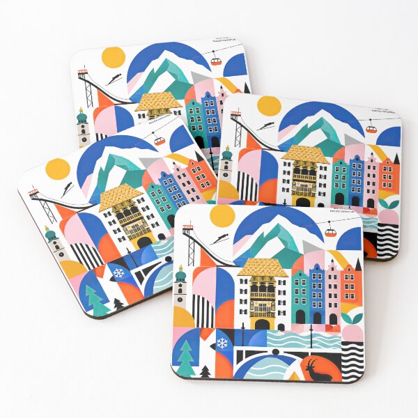 Item preview, Colorful geometric travel poster illustrating Innsbruck, Austria designed and sold by ckybe.