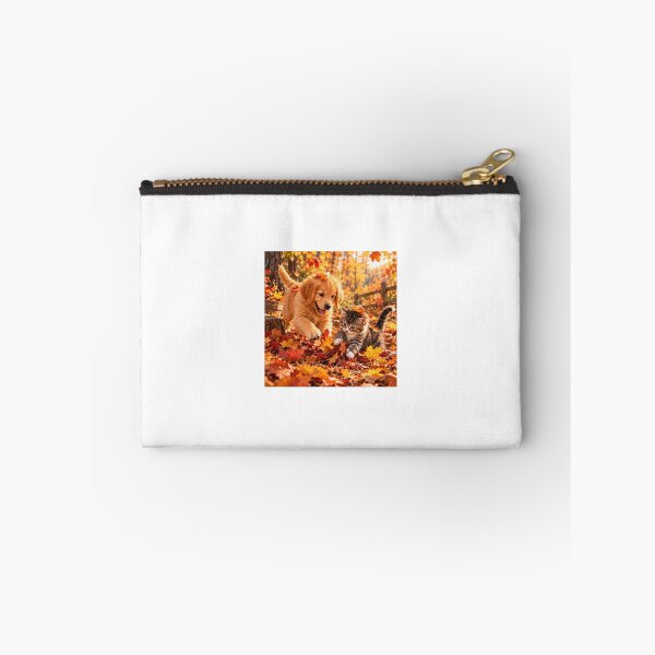 Item preview, Playful Puppy & Kitten in Autumn Leaves designed and sold by NestDesigns01.