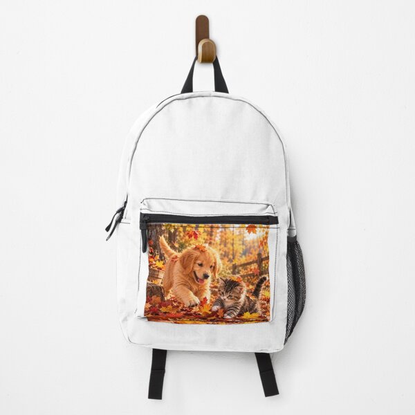 Item preview, Playful Puppy & Kitten in Autumn Leaves designed and sold by NestDesigns01.