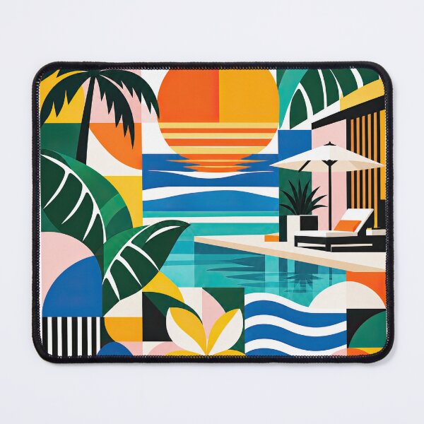 Artikelvorschau, Colorful geometric Bali travel poster featuring a sunset, entworfen und verkauft von ckybe.