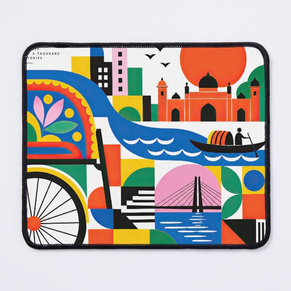 Item preview, Colorful geometric poster celebrating Bangladesh with Dhaka city designed and sold by ckybe.