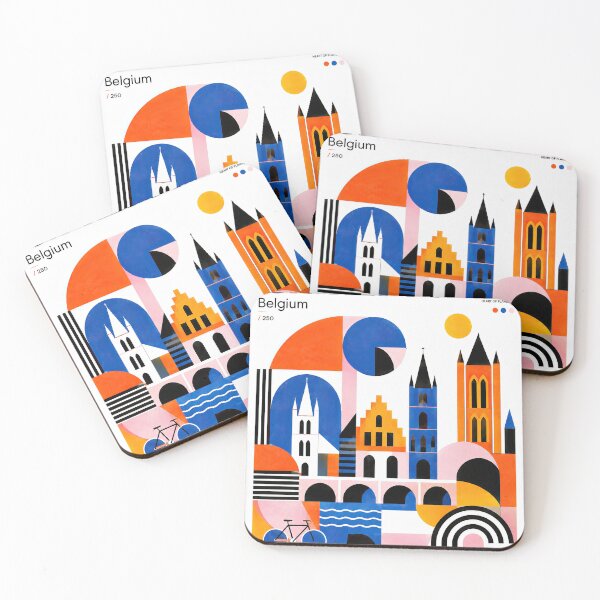 Item preview, Geometric travel poster featuring Ghent, Belgium, with colorful designed and sold by ckybe.