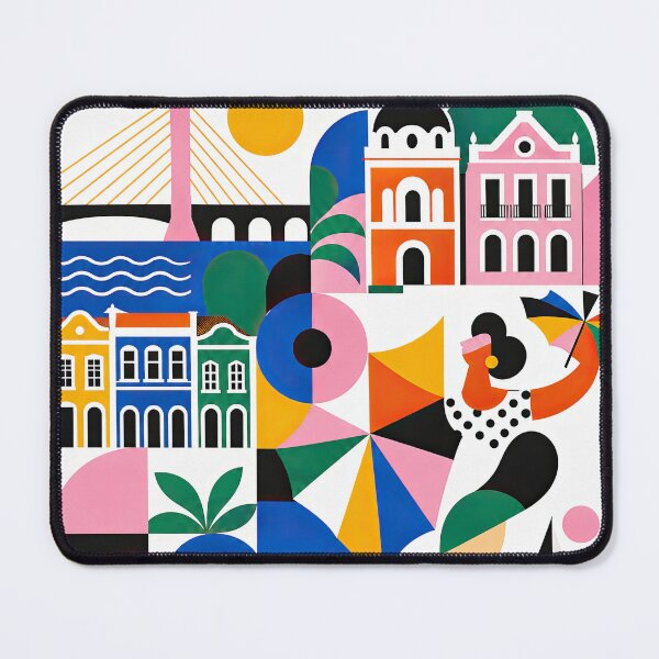 Item preview, Colorful geometric travel poster illustrating Recife, Brazil, wi designed and sold by ckybe.