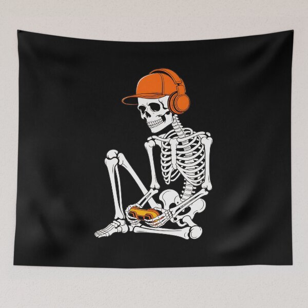 Item preview, Skeleton Gamer Orange Cap Headphones designed and sold by OlyvieArt.