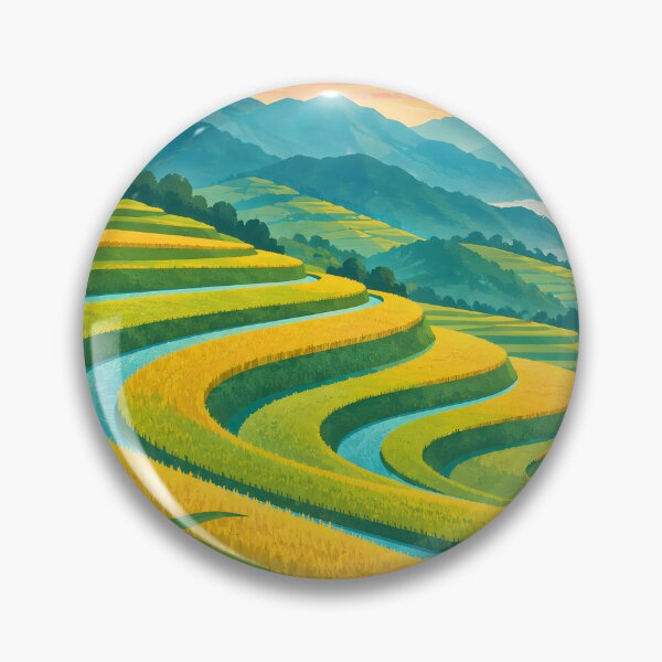 Item preview, Bright Geometric Terraced Fields at Sunrise designed and sold by Jaani-T.