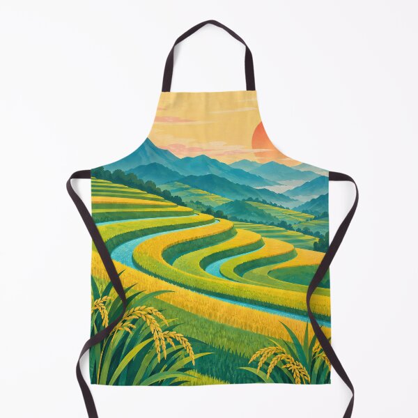 Item preview, Bright Geometric Terraced Fields at Sunrise designed and sold by Jaani-T.