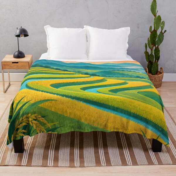 Item preview, Bright Geometric Terraced Fields at Sunrise designed and sold by Jaani-T.