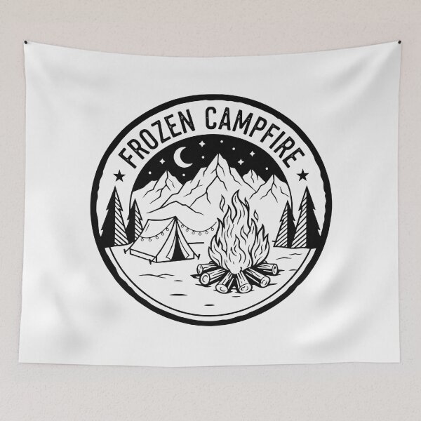 Item preview, Frozen Campfire Black and White Mountain Holiday Camping designed and sold by GabeMountainArt.