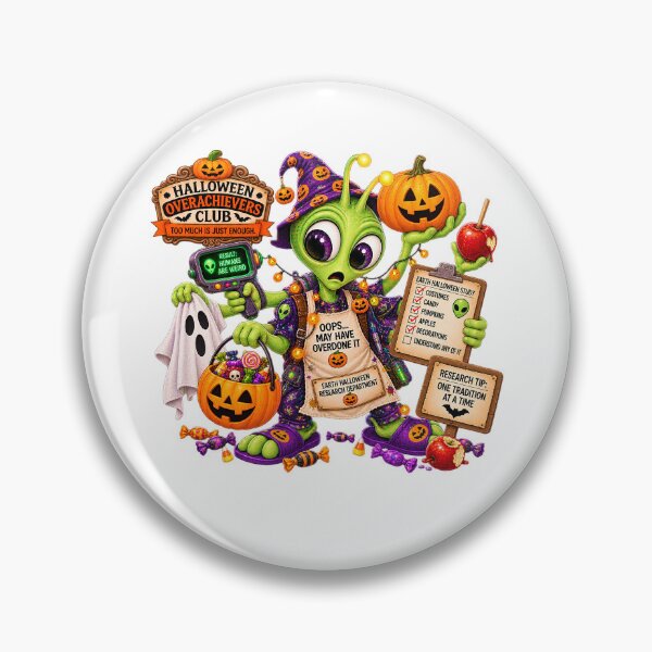 Item preview, ⚡HALLOWEEN OVERACHIEVERS CLUB -  Allen Alien's Earth Halloween Research Department designed and sold by WheelieGdArt.
