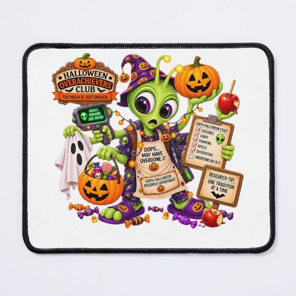 Item preview, ⚡HALLOWEEN OVERACHIEVERS CLUB - Allen Alien's Earth Halloween Research Department designed and sold by WheelieGdArt.