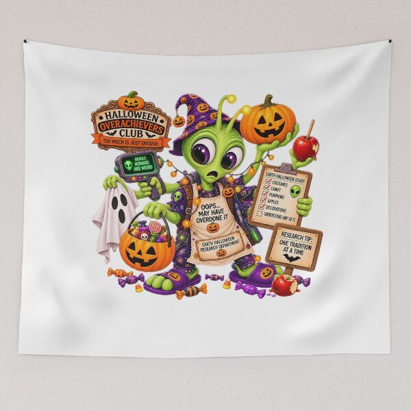 Item preview, ⚡HALLOWEEN OVERACHIEVERS CLUB -  Allen Alien's Earth Halloween Research Department designed and sold by WheelieGdArt.