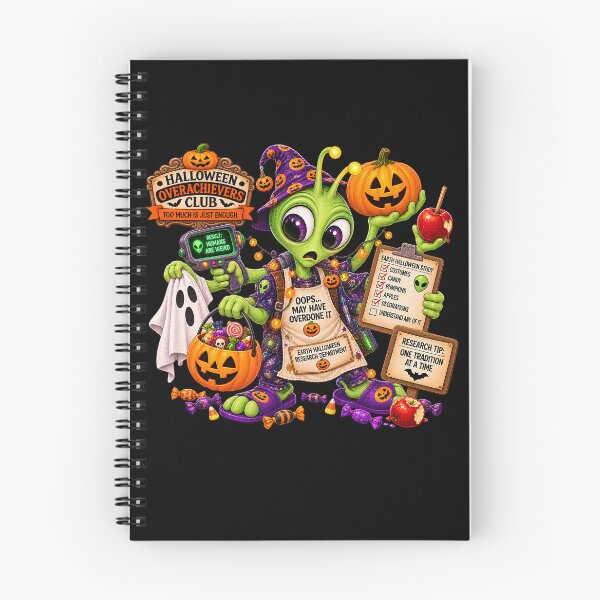Item preview, ⚡HALLOWEEN OVERACHIEVERS CLUB -  Allen Alien's Earth Halloween Research Department - dark version designed and sold by WheelieGdArt.