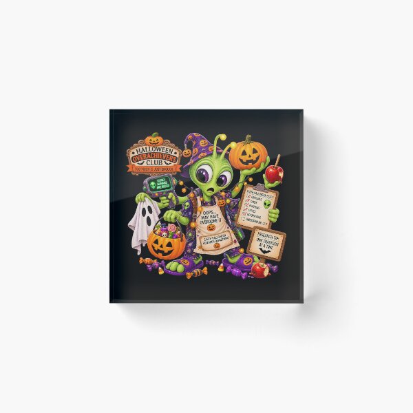 Item preview, ⚡HALLOWEEN OVERACHIEVERS CLUB -  Allen Alien's Earth Halloween Research Department - dark version designed and sold by WheelieGdArt.