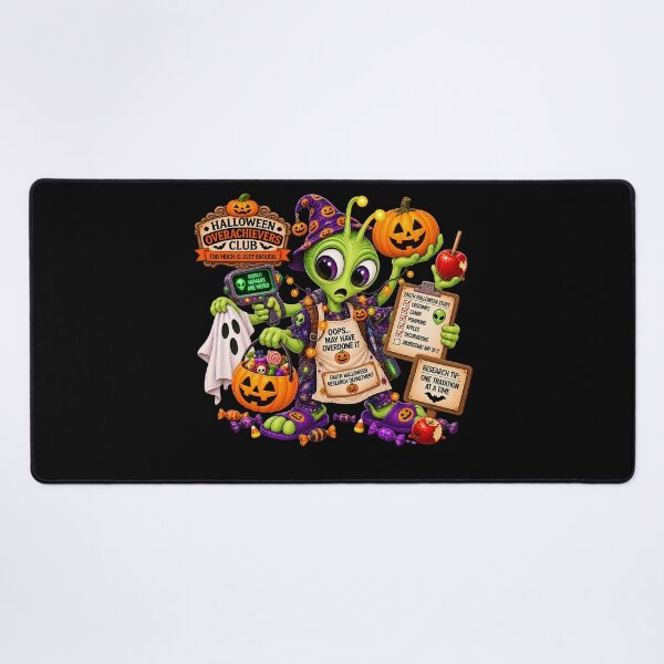 Item preview, ⚡HALLOWEEN OVERACHIEVERS CLUB - Allen Alien's Earth Halloween Research Department - dark version designed and sold by WheelieGdArt.