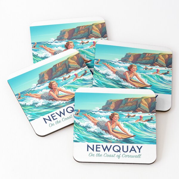 Item preview, Newquay Surfing Coastal Travel Poster designed and sold by ArtworkNorth.
