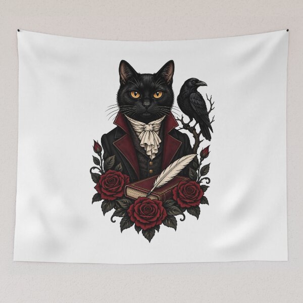 Item preview, Gothic Raven Writer Black Cat designed and sold by Old's Cool Cat Studio.