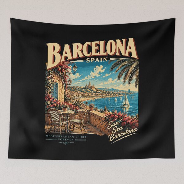 Item preview, Barcelona Spain Retro Travel designed and sold by DiyaLin009.