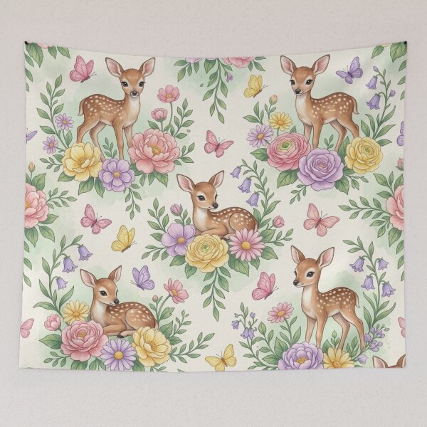 Item preview, Elegant Baby Deer Floral Woodland Art designed and sold by ShivCraftStudio.