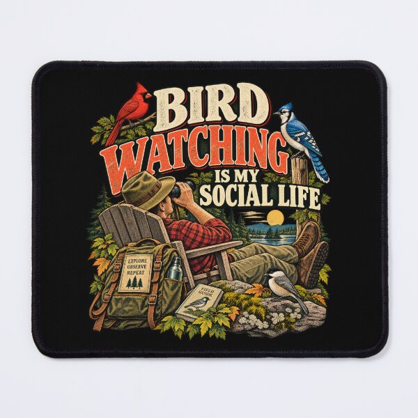 Item preview, Bird Watching Is My Social Life – Vintage Birdwatcher Humor designed and sold by DopeyRobot.