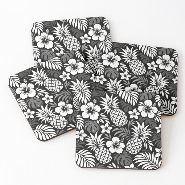 Item preview, Old Hawaii Pineapple – Black & White Tropical Pattern designed and sold by Plus91BIRD.