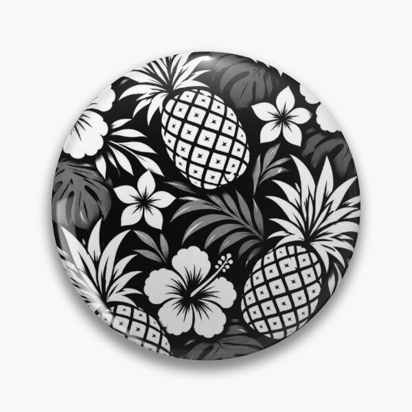 Item preview, Old Hawaii Pineapple – Black & White Tropical Pattern designed and sold by Plus91BIRD.