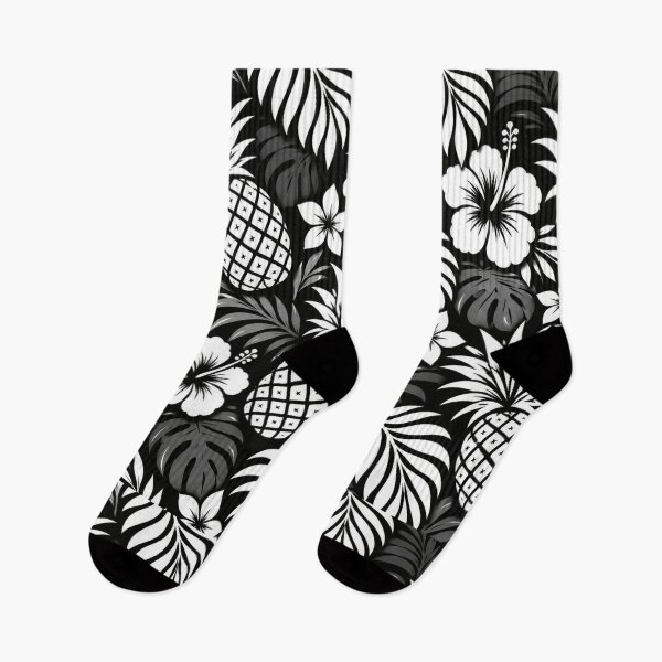 Item preview, Old Hawaii Pineapple – Black & White Tropical Pattern designed and sold by Plus91BIRD.