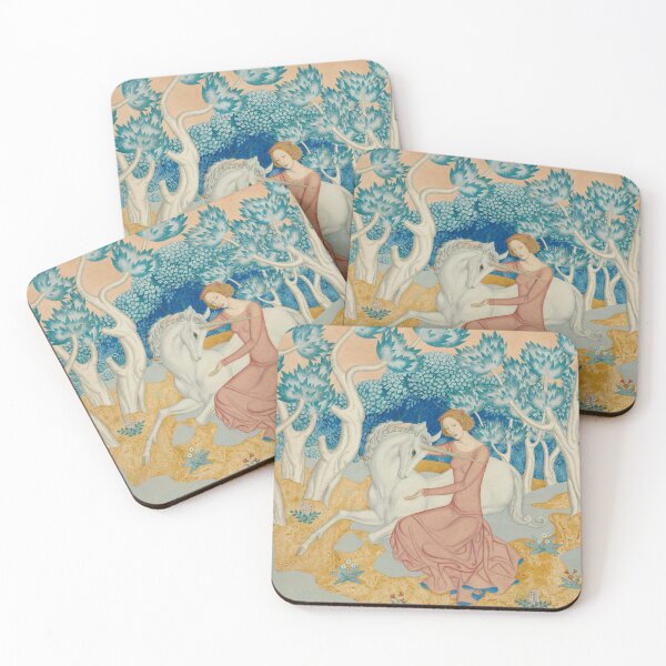 Item preview, Unicorn Wall Art, The Maid and the Unicorn, Edmund Dulac Vintage Fantasy Print designed and sold by RickE.