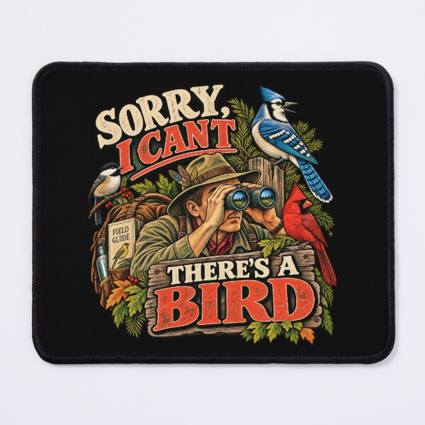 Item preview, Sorry, I Can’t – There’s a Bird – Vintage Birdwatcher Humor designed and sold by DopeyRobot.
