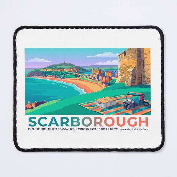 Item preview, Scarborough Vintage Travel Poster – Yorkshire Coast Picnic View designed and sold by ArtworkNorth.