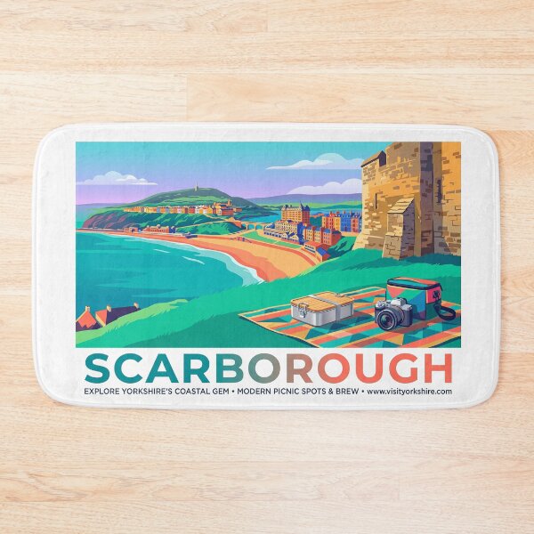 Item preview, Scarborough Vintage Travel Poster – Yorkshire Coast Picnic View designed and sold by ArtworkNorth.
