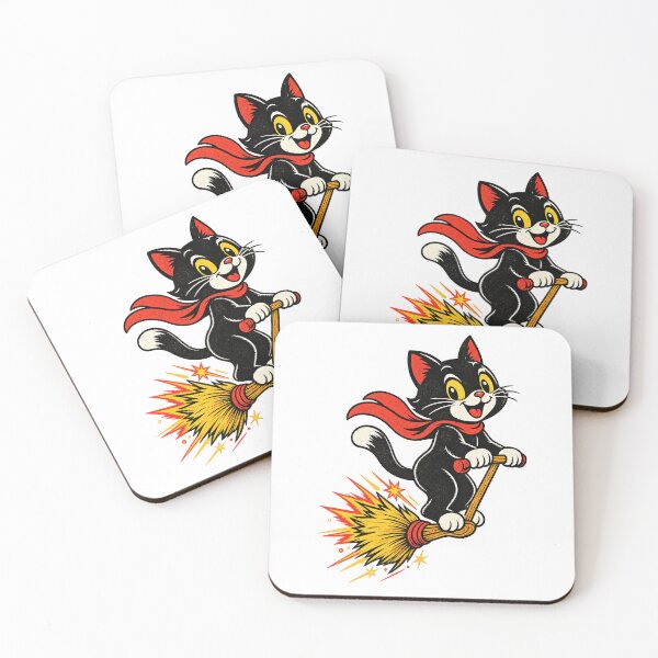 Item preview, Halloween Black Cat Witch Flying on a Broom designed and sold by StudioSand.