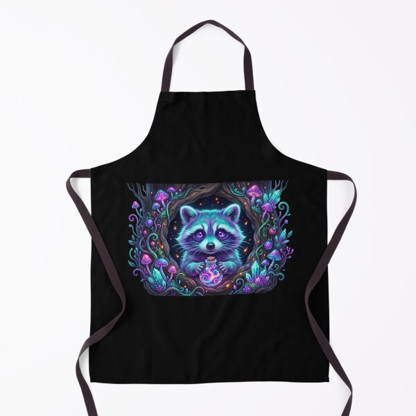 Item preview, Mystic Neon Raccoon with Magic Potion Bottle designed and sold by OlesiaCraft.
