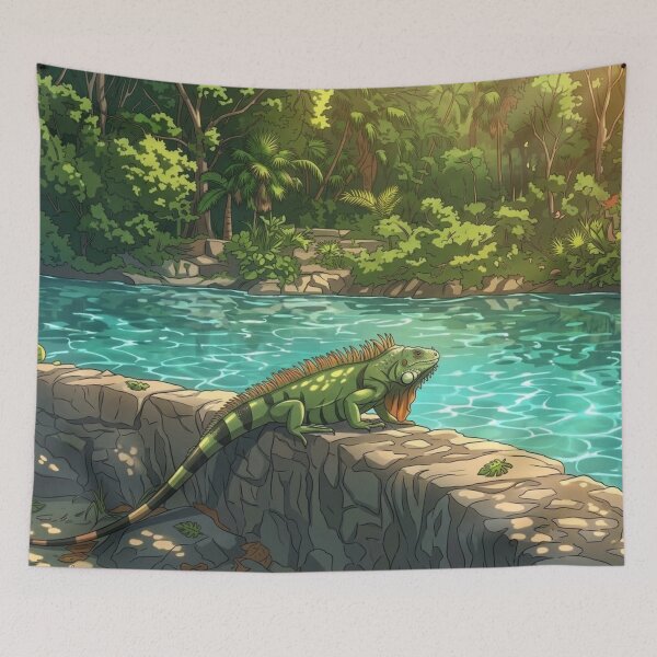 Item preview, Green Iguana Resting by the Forest River designed and sold by BeataChojecka.