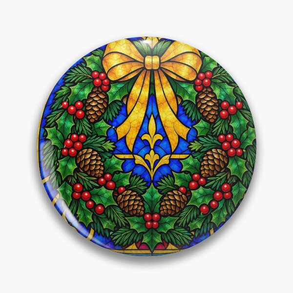 Artikelvorschau, Stained Glass Christmas Wreath Art entworfen und verkauft von SunnyDesign82.