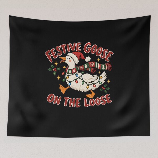 Item preview, Festive Goose on the Loose Christmas Illustration designed and sold by AMICO77.