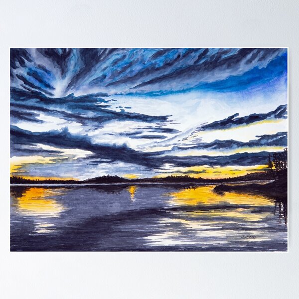 Item preview, French Lake Sunset Painting designed and sold by Stephen Emms.