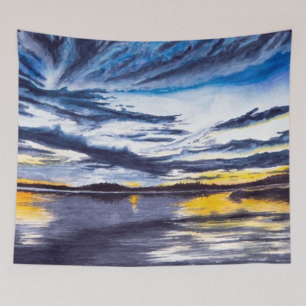 Item preview, French Lake Sunset Painting designed and sold by Stephen Emms.