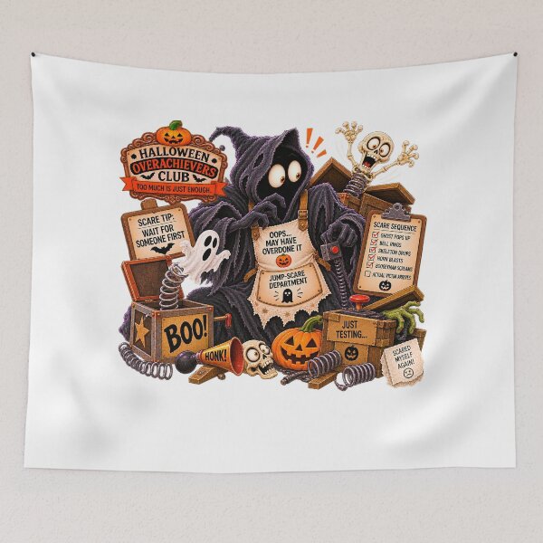 Item preview, ⚡HALLOWEEN OVERACHIEVERS CLUB -  Boogeyman’s Jump-Scare Department designed and sold by WheelieGdArt.