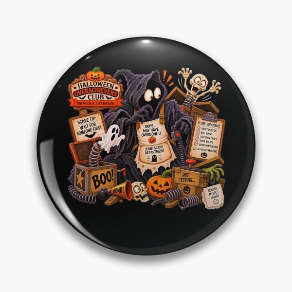 Item preview, ⚡HALLOWEEN OVERACHIEVERS CLUB -  Boogeyman’s Jump-Scare Department - dark version designed and sold by WheelieGdArt.
