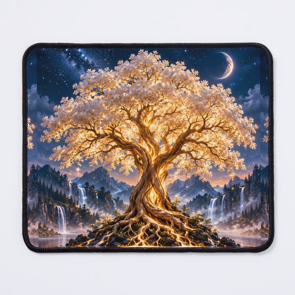 Item preview, Celestial Golden Tree of Life – Enchanted Fantasy Landscape designed and sold by CheersTOGETHER.